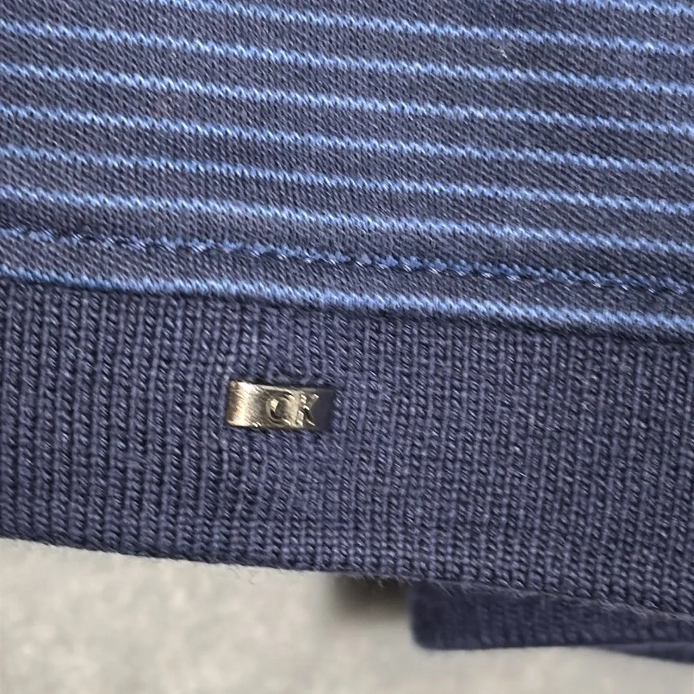 Calvin Klein Polo Shirt Men’s Navy blue XXL light stripes 100%‎ cotton